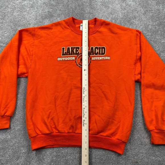 Lake Placid NY Crew Neck Sweater Size M Orange JERZEES Outdoor Adventure - Picture 5 of 9